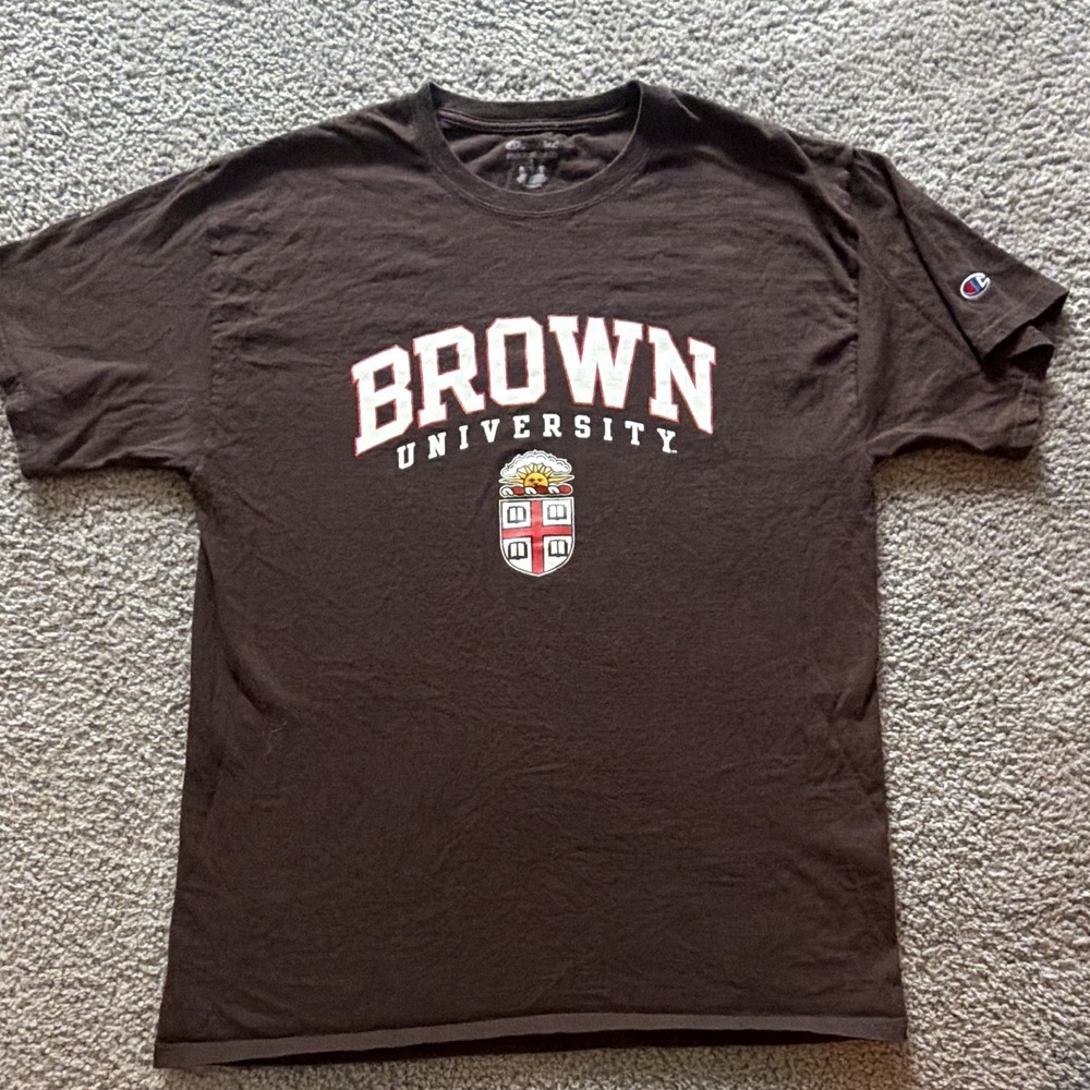 Champion Brown University T Shirt Mens Large Brown Ivy League Graphic Logo Tee